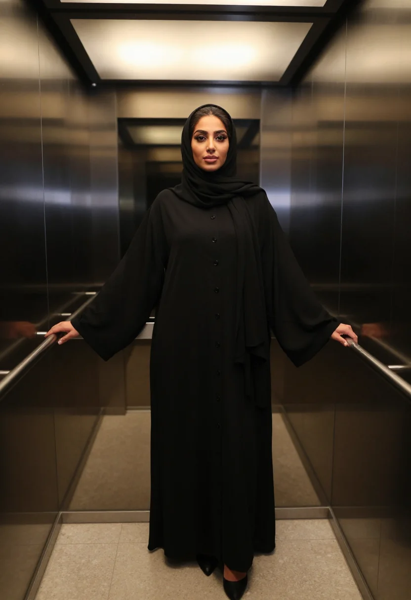 AI abaya sample — portrait of an adult woman, an adult Emirati woman with deep honey skin