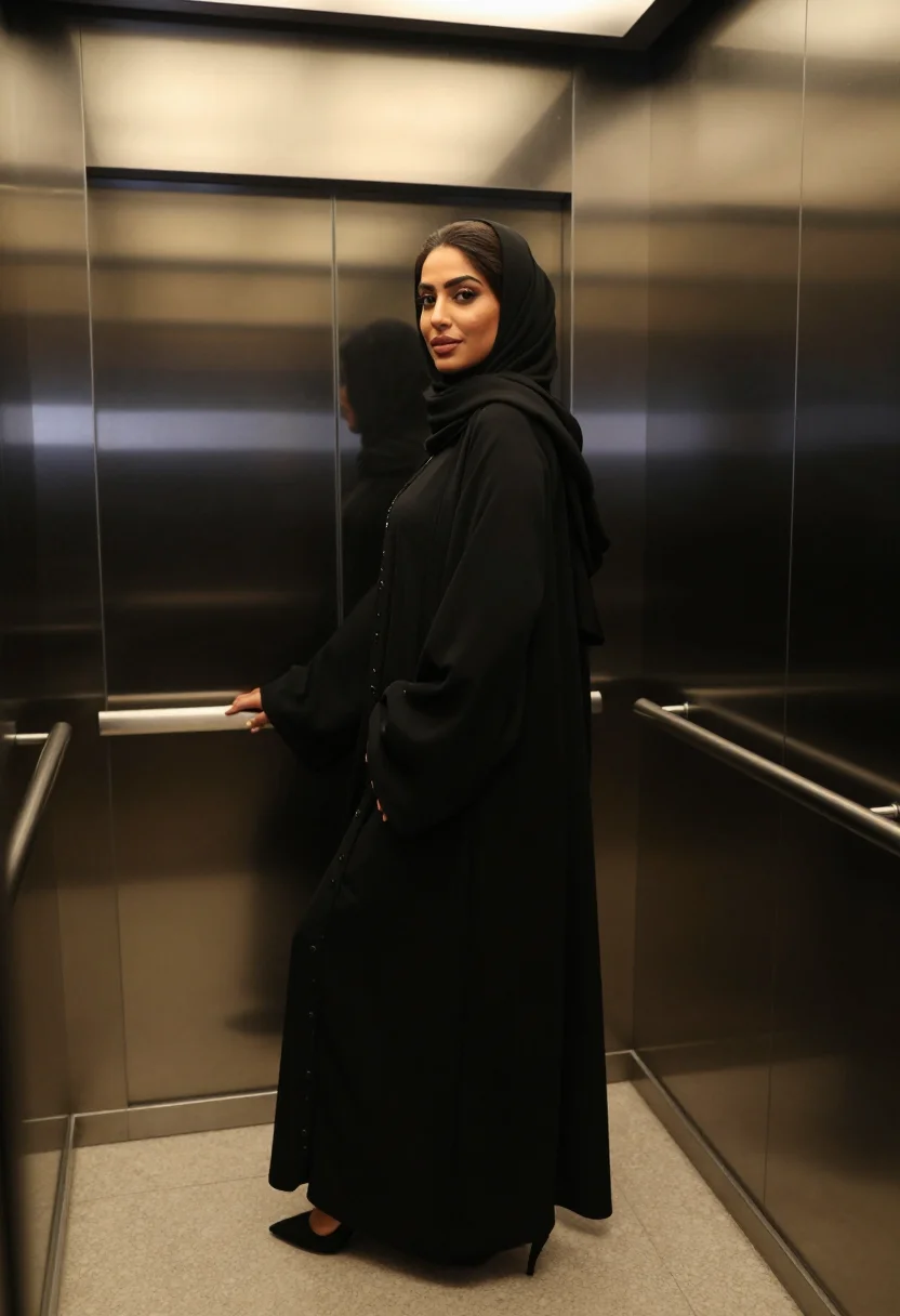 AI abaya sample — portrait of an adult woman, an adult Emirati woman with deep honey skin