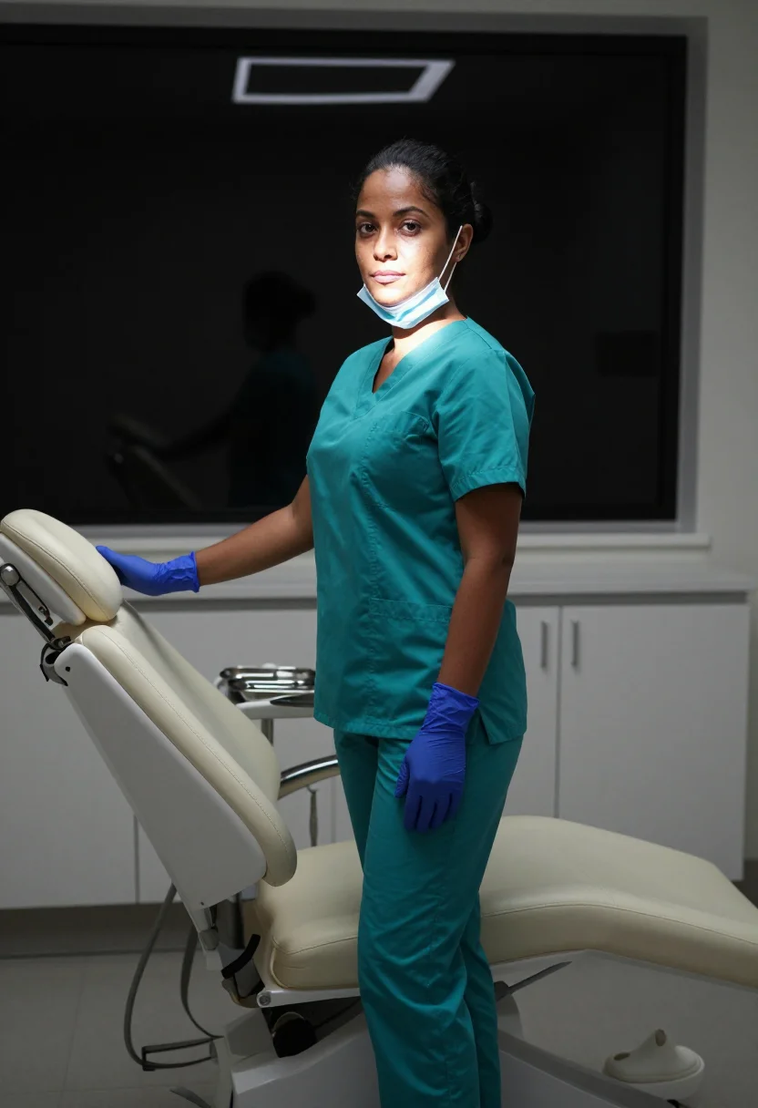 AI dental clinic sample — portrait of a woman, an adult woman of thirty-one with warm 