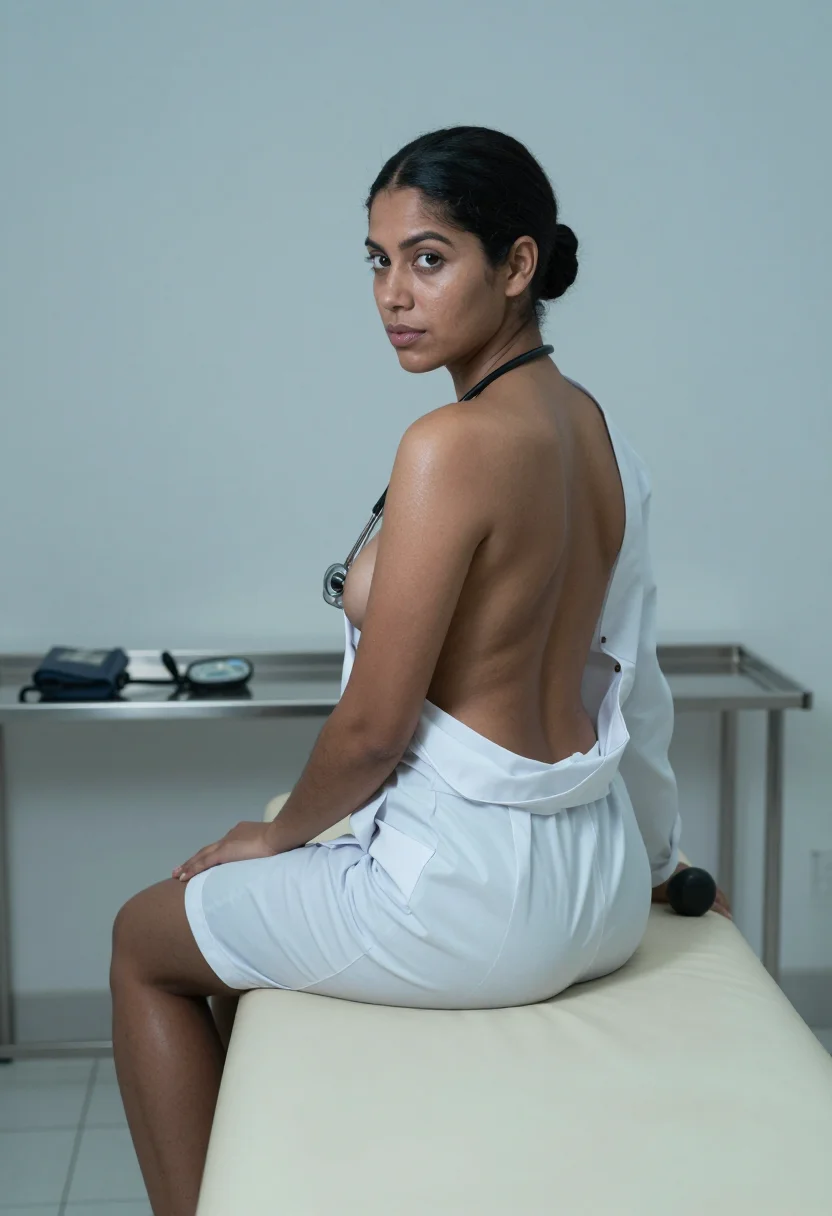 AI clinic sample — photograph of a grown woman, Latina, with warm bronze skin