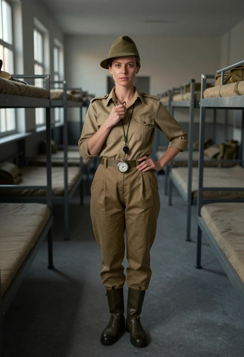 AI drill sergeant sample — portrait of a woman, an adult Western-European woman with wa
