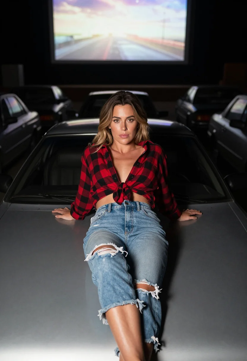 AI drive in sample — portrait of a woman, full-length prone frame of a grown woma