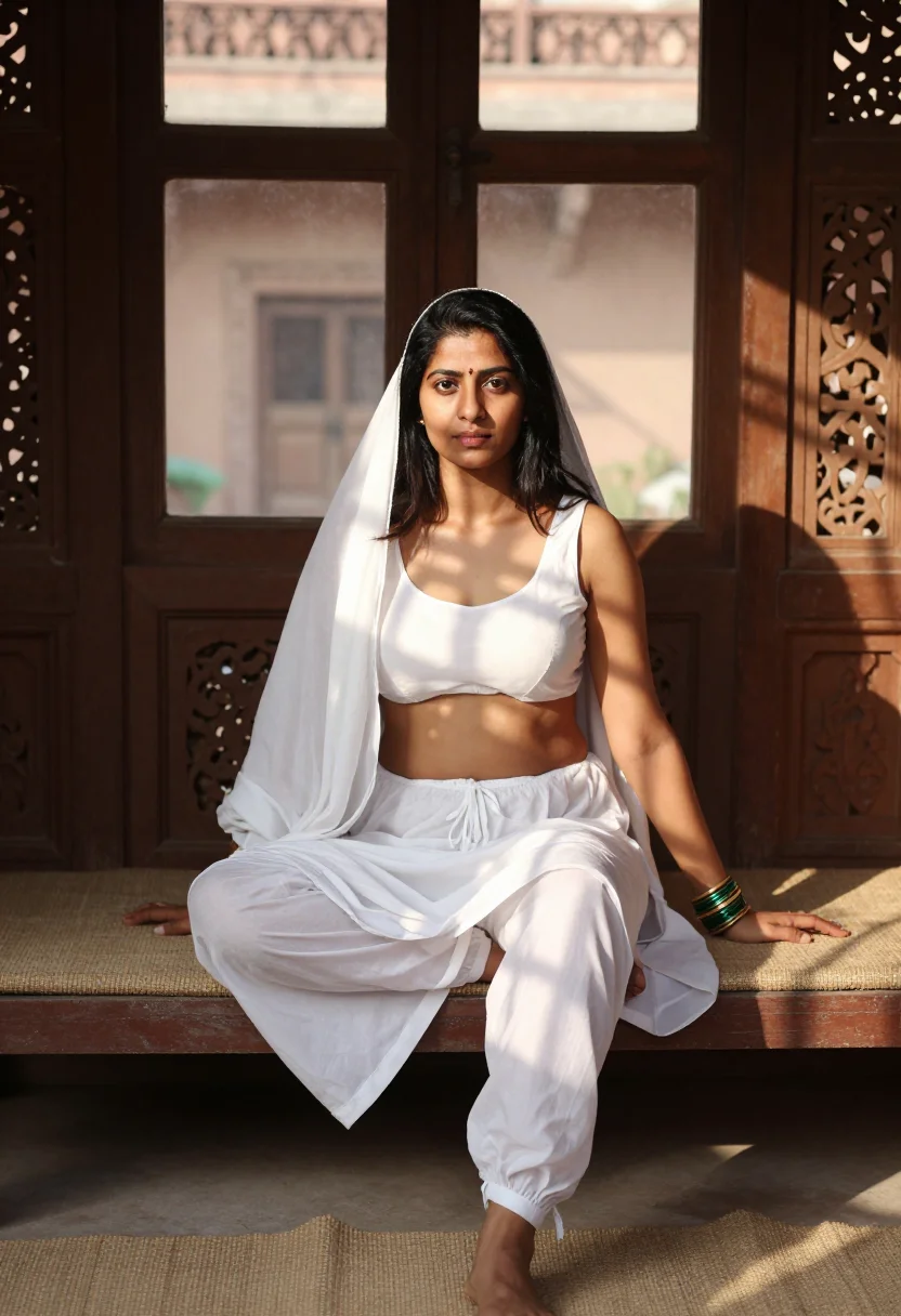 AI dupatta haveli sample — portrait of a woman, full-length photograph of a Punjabi wom