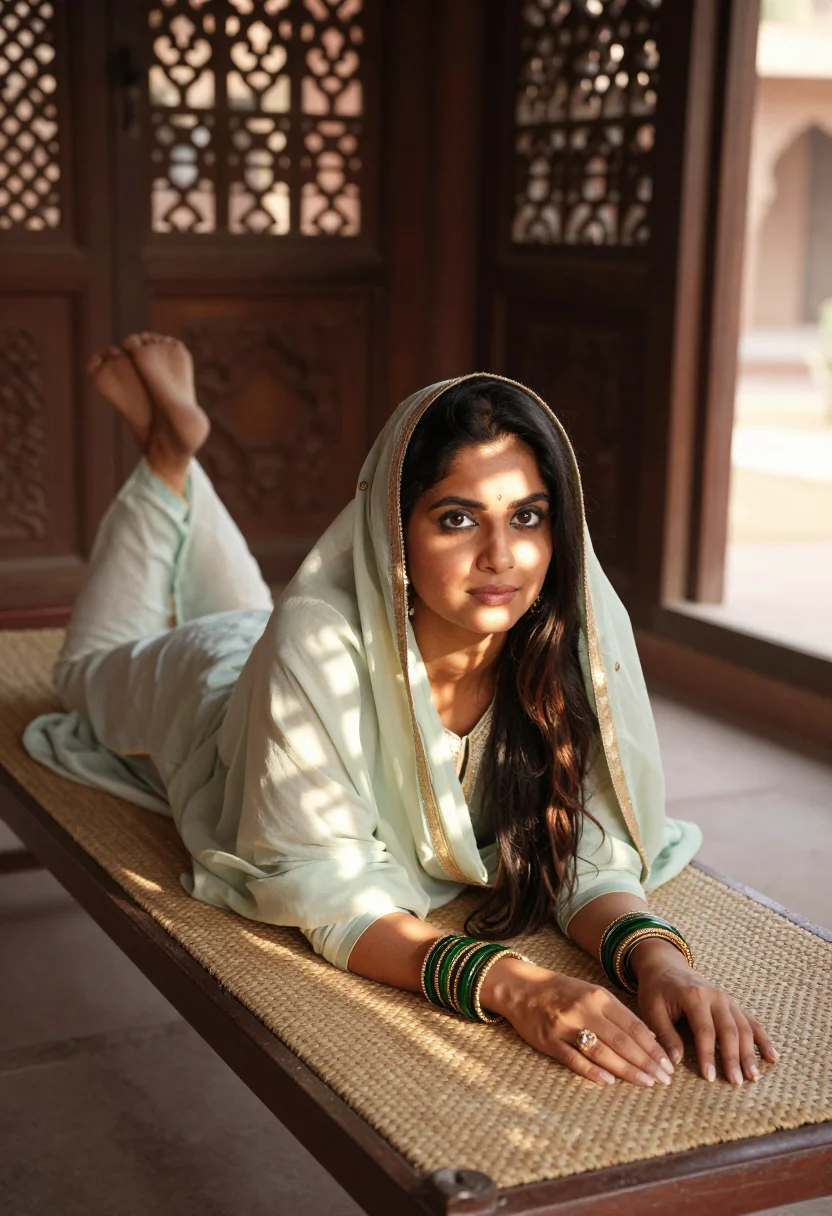 AI dupatta haveli sample — portrait of a woman, full-length photograph of a Punjabi wom