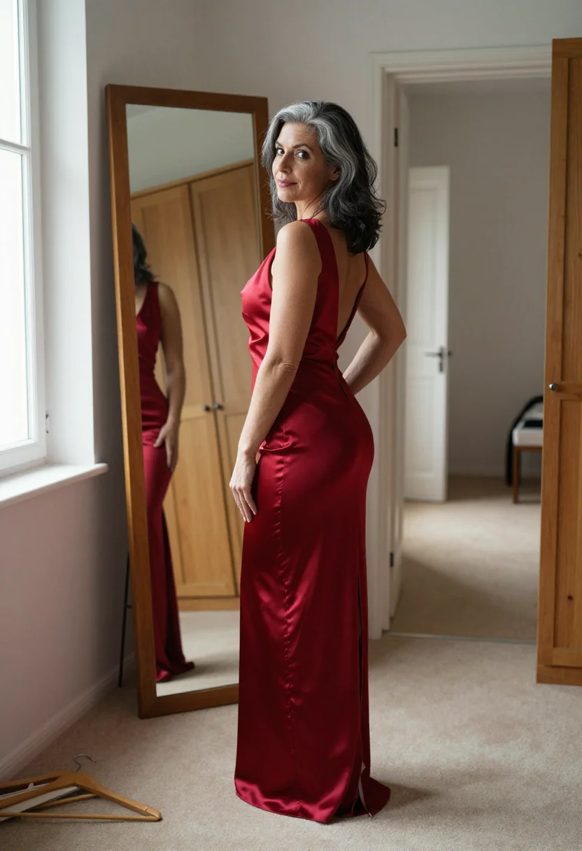 AI empty nester sample — portrait of an adult woman, full-length side-profile portrai