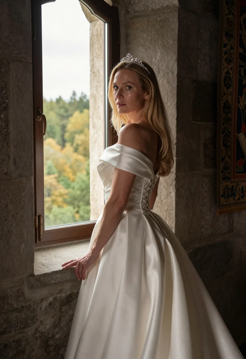 AI fairytale princess sample — portrait of a woman, half-length portrait in full profile of