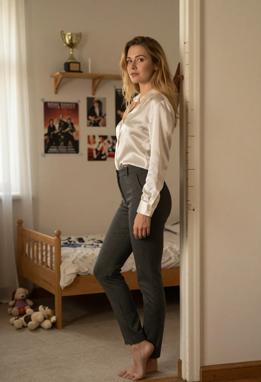 AI friends older sister sample — portrait of an adult woman, full-length full-profile portrai