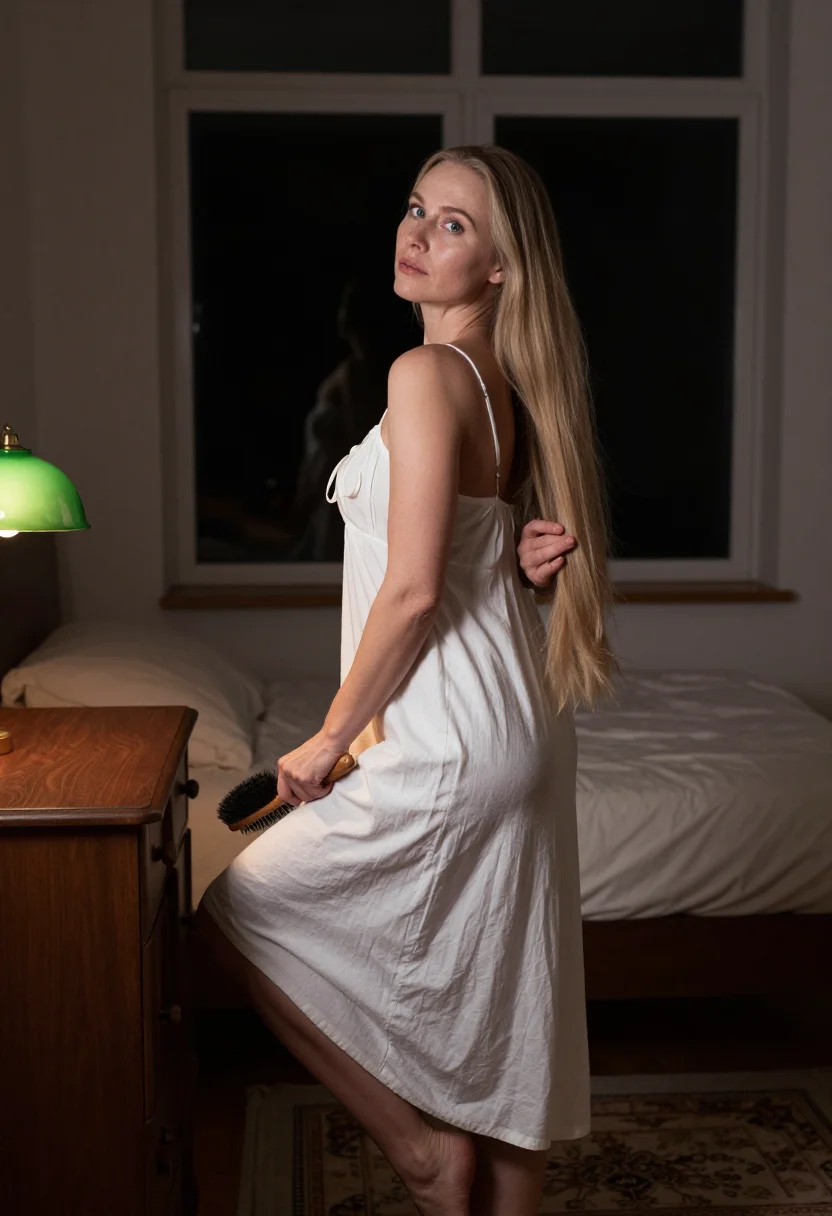 AI hundred strokes sample — portrait of a woman, an adult Scandinavian woman with cool fair skin, side profile with the ribbon at her neck