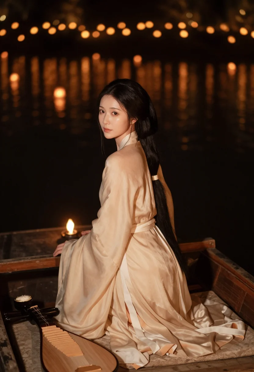 AI lantern river sample — portrait of a woman, three-quarter-length portrait of an adu