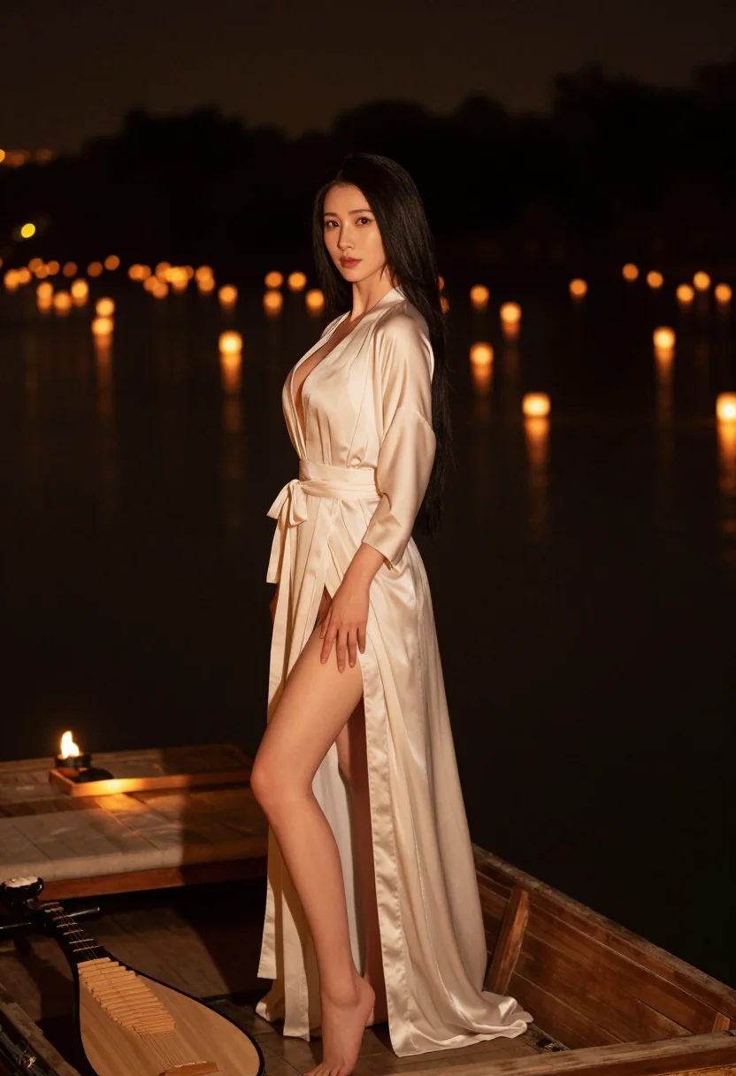AI lantern river sample — portrait of a woman, full-length portrait of an adult Chines