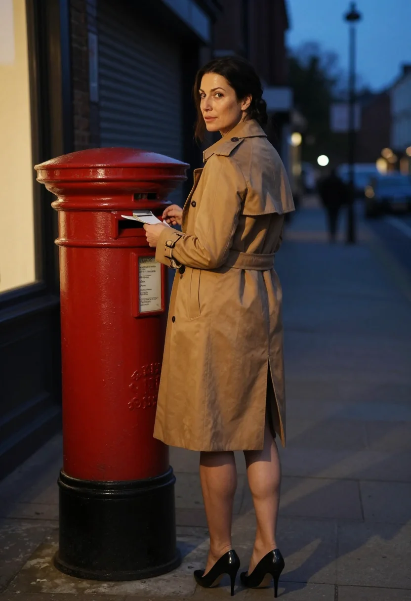AI trench coat sample — portrait of a woman, an adult woman with warm honey skin, br