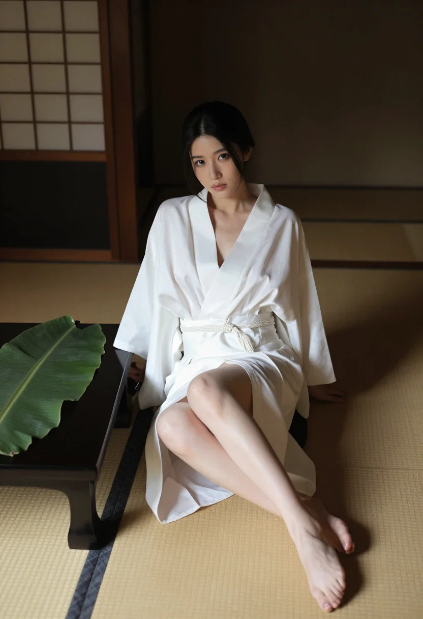 AI sushi table sample — portrait of a woman, an adult Japanese woman with warm ivory