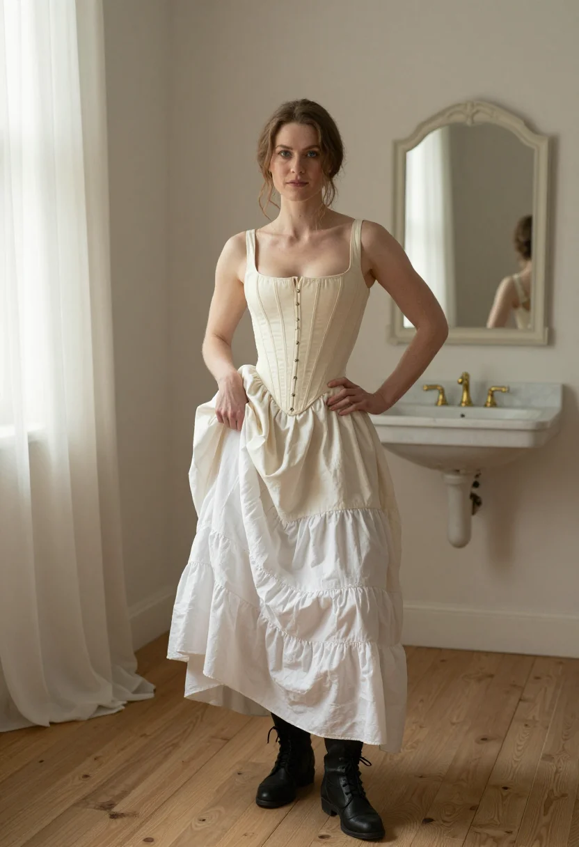 AI petticoat sample — portrait of an adult woman, full-length portrait of an Engli