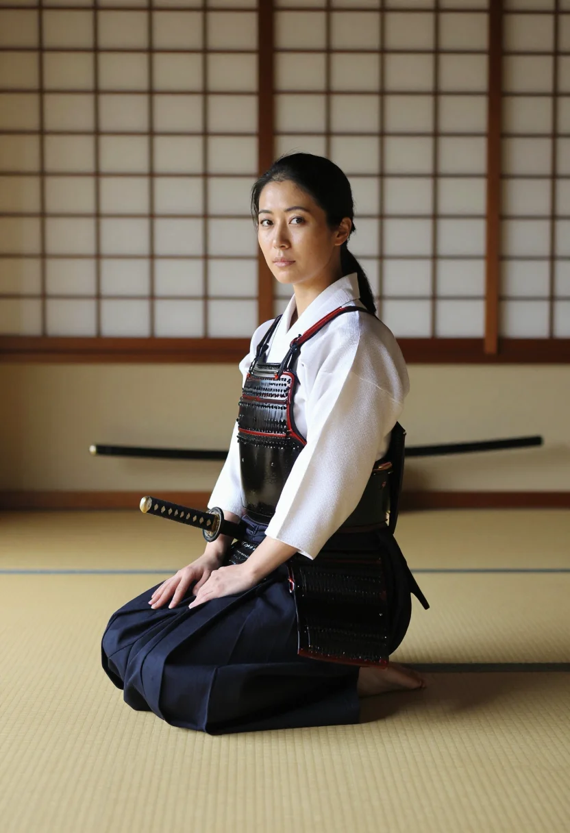 AI samurai girl sample — portrait of a woman, full-length portrait of a Japanese woma