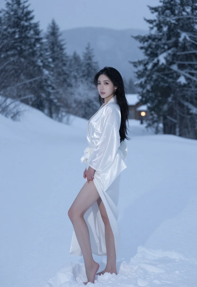 AI snow woman sample — portrait of a woman, full-length portrait of a Japanese woma