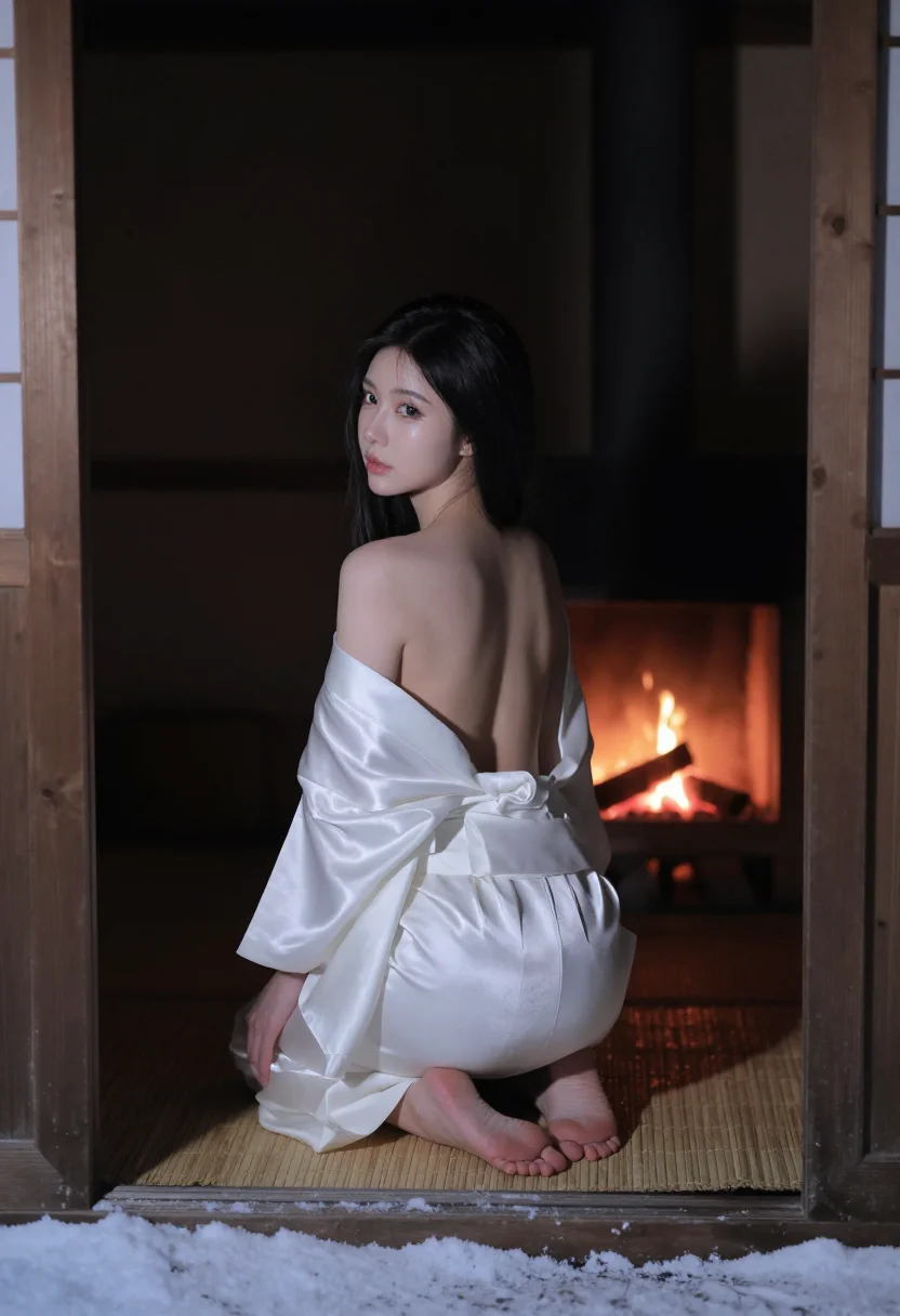AI snow woman sample — portrait of a woman, full-length portrait of a Japanese woma