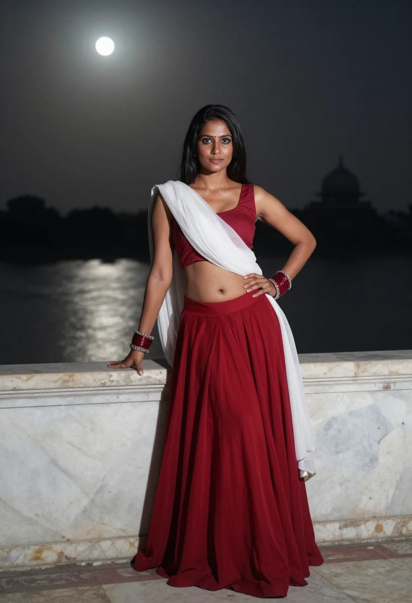 AI taj moonlight sample — portrait of a woman, full-length portrait of an Indian woman