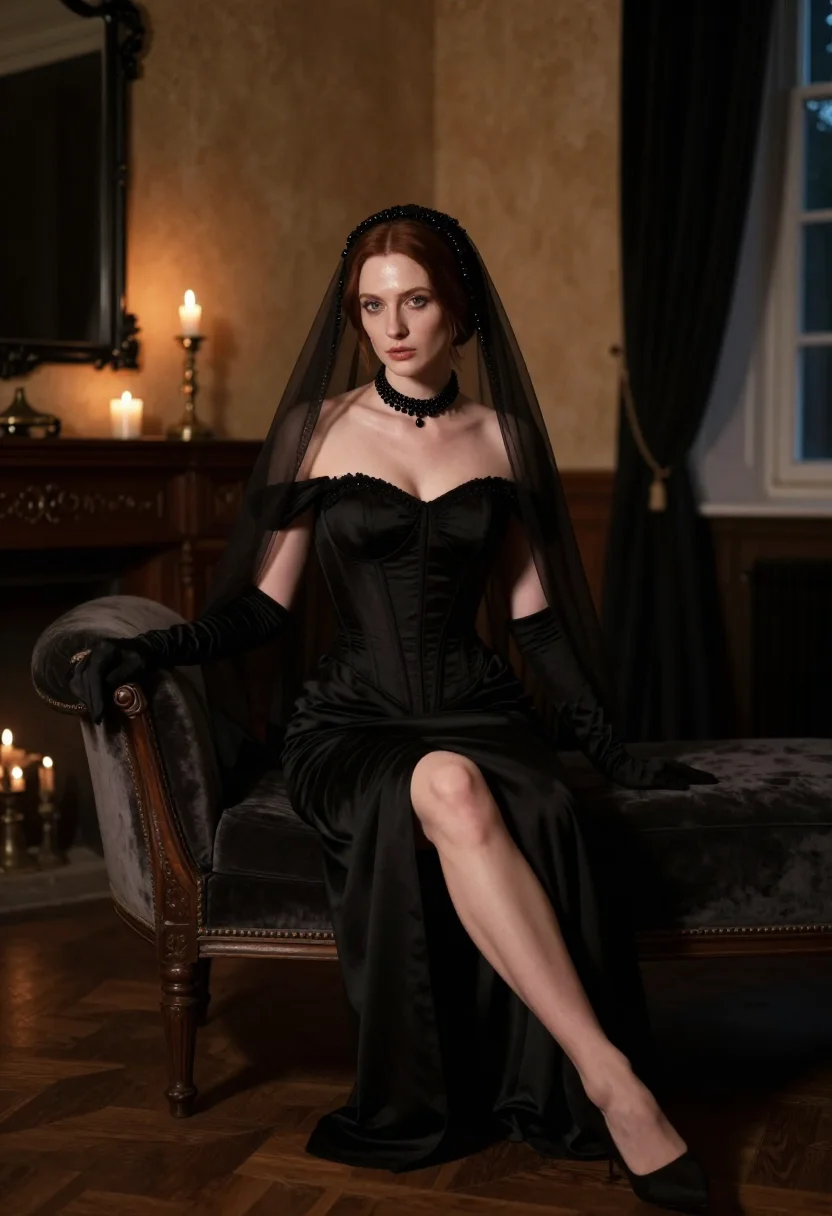 AI widows veil sample — portrait of an adult woman, full-length portrait of an Engli